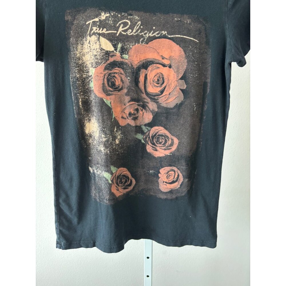 True Religion Rose Graphic T-Shirt Small Crew Neck Streetwear Festival Boho Rock - Picture 10 of 16